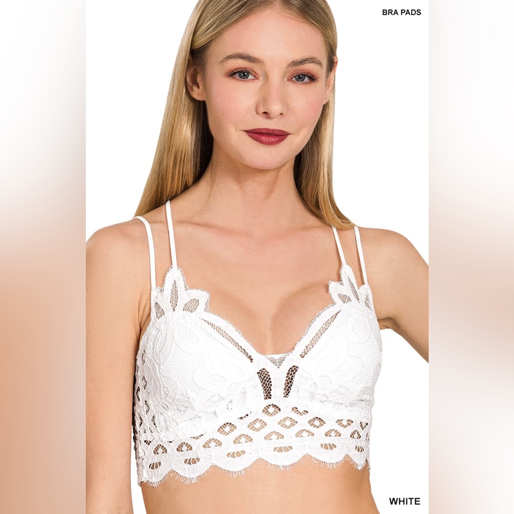 ZENANA PLUS CROCHET LACE BRALETTE WITH BRA PADS